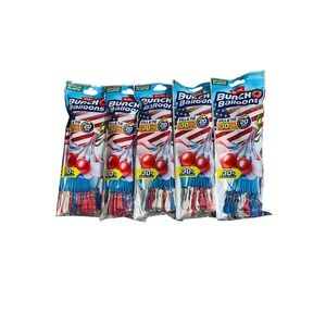 Zuru Bunch O Balloons 5 Pack Lot Red White Blue Patriotic Self Sealing 150 Total